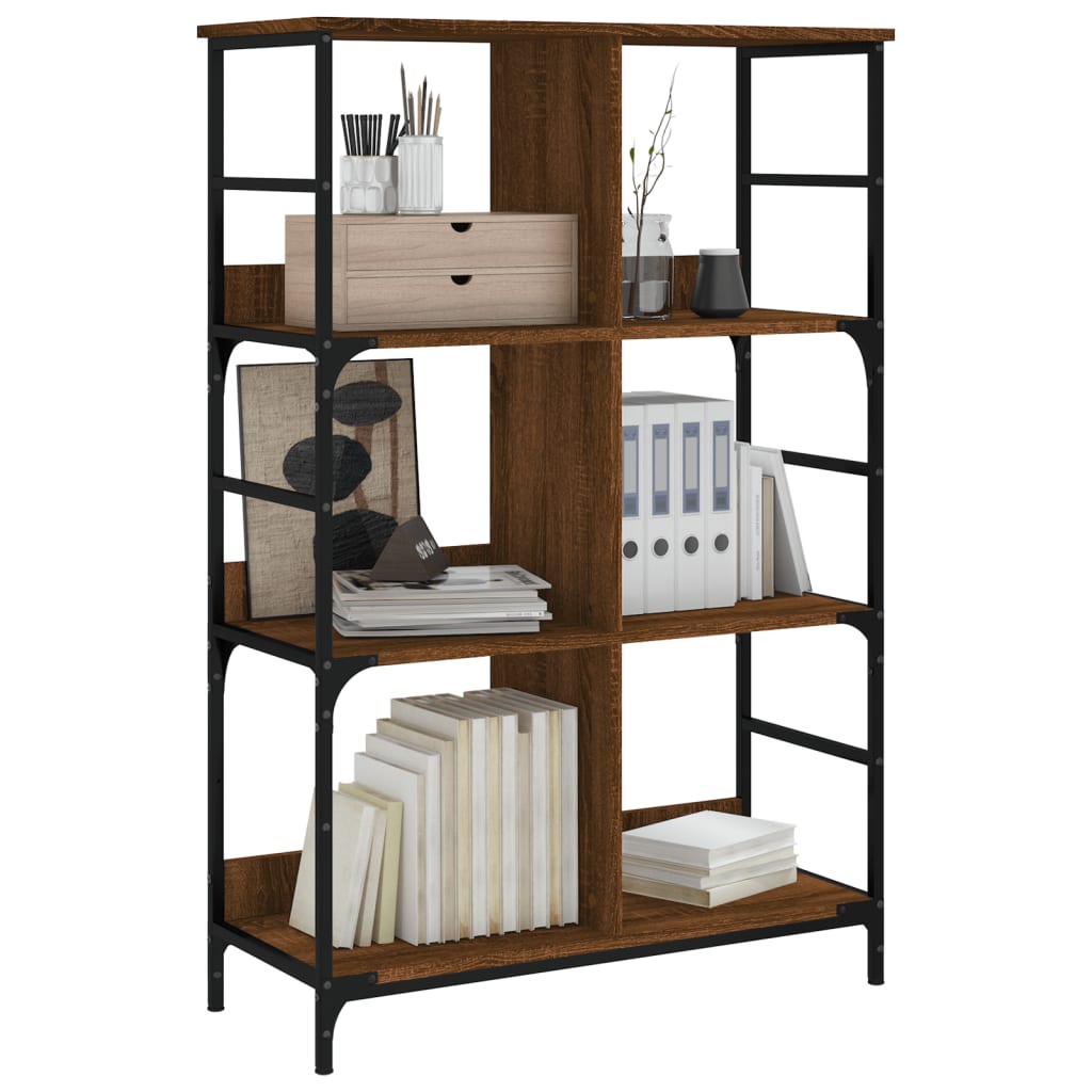 Bibliothèque aspect chêne brun 78,5x33x117,5 cm matériau bois