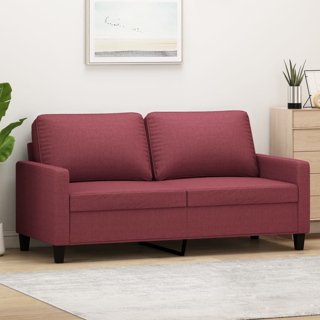 2 seater sofa wine red 140 cm fabric