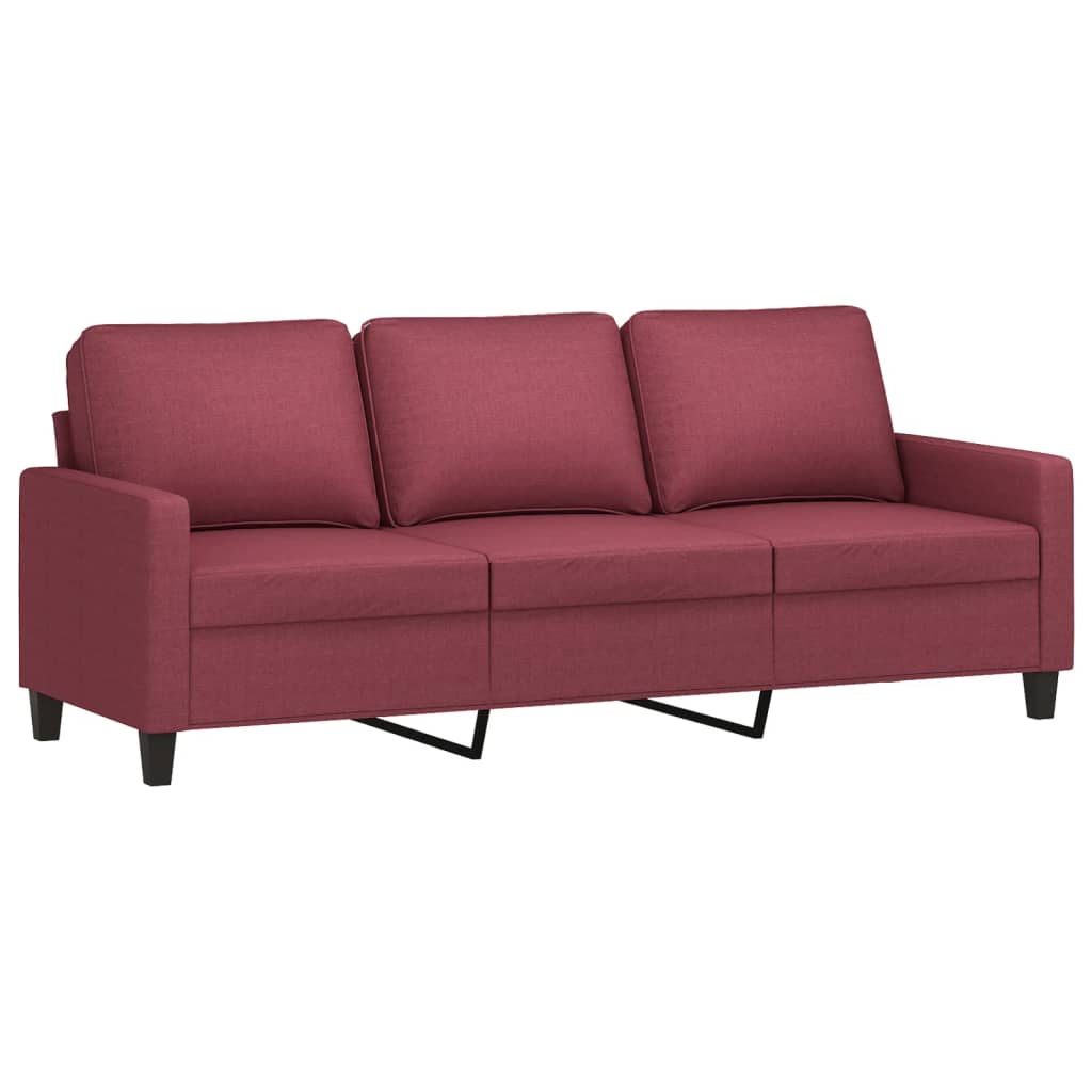 3 seater sofa wine red 180 cm fabric