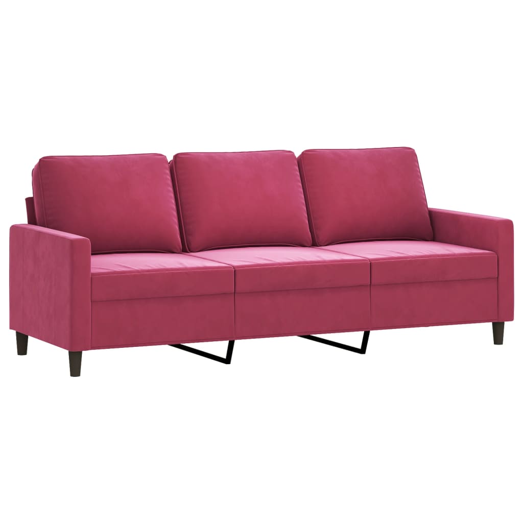 3-seater sofa wine red 180 cm velvet