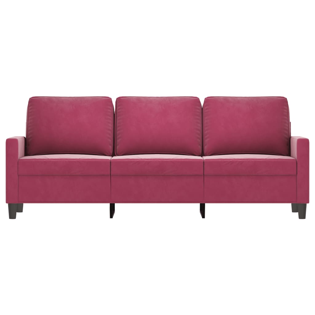 3-seater sofa wine red 180 cm velvet