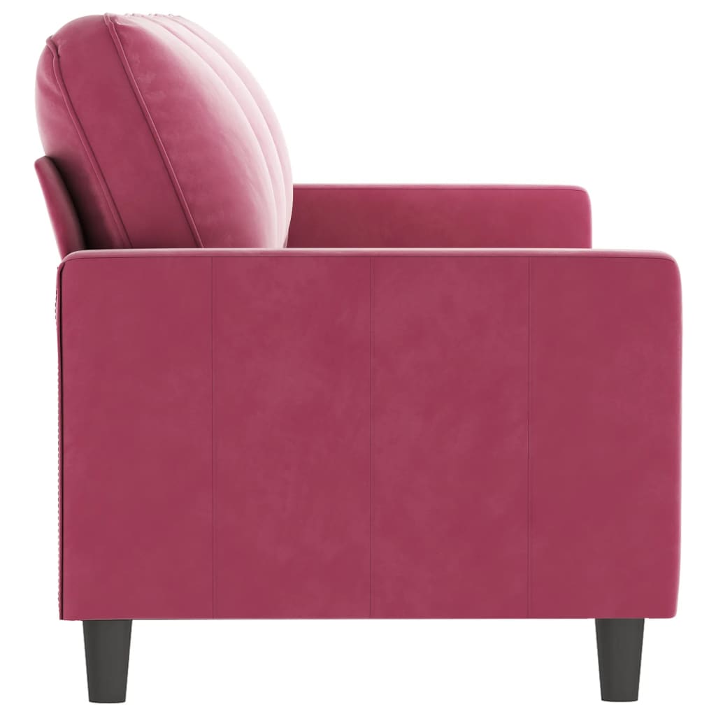 3-seater sofa wine red 180 cm velvet