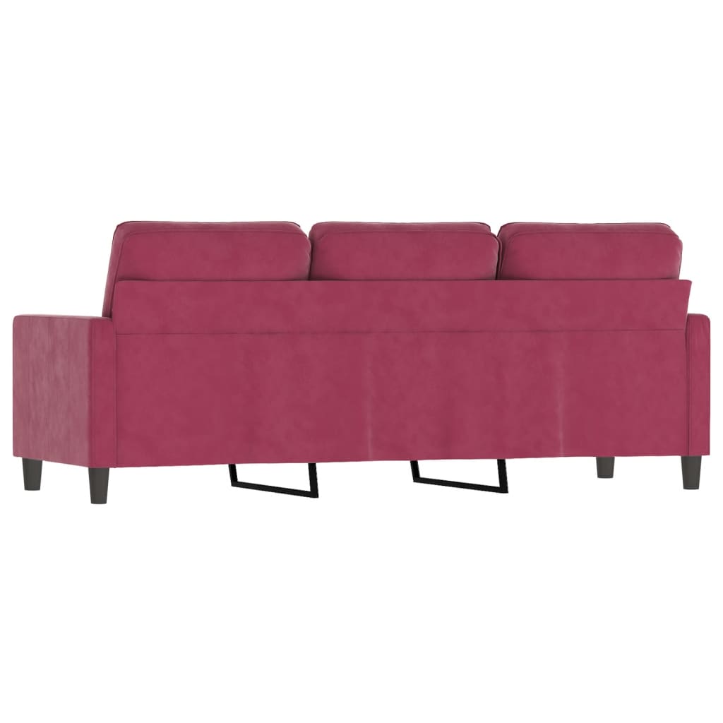 3-seater sofa wine red 180 cm velvet