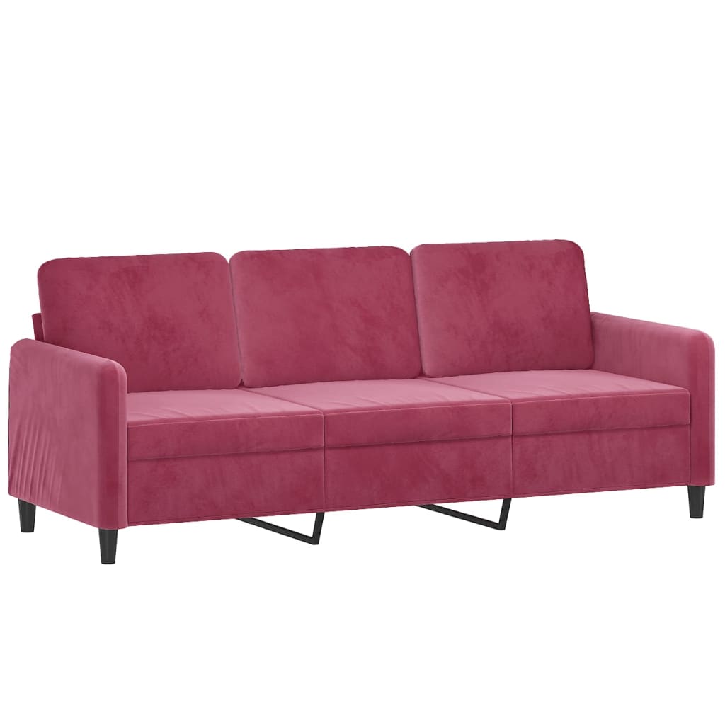 3-seater sofa wine red 180 cm velvet