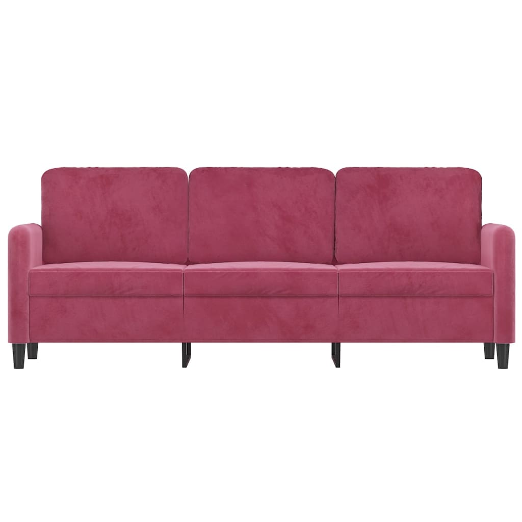 3-seater sofa wine red 180 cm velvet