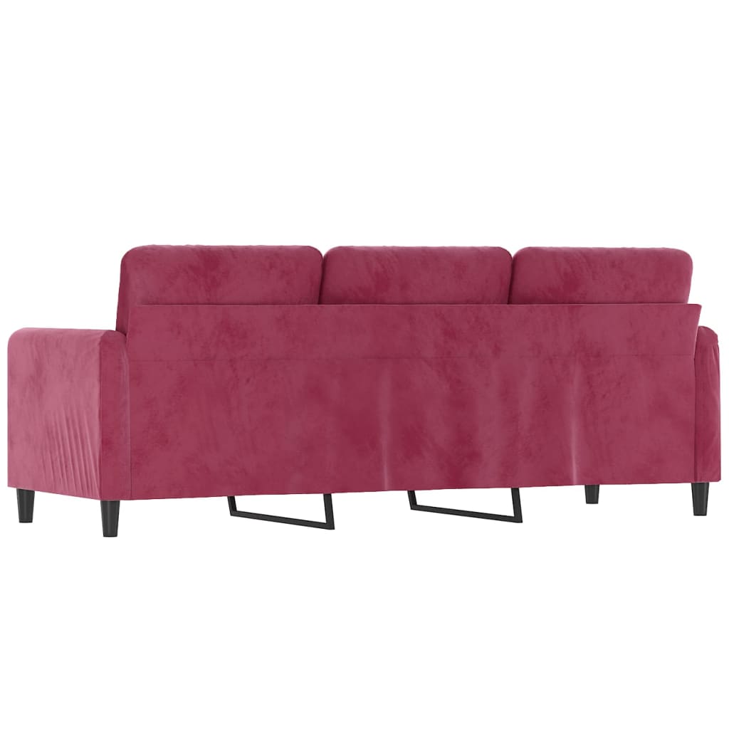 3-seater sofa wine red 180 cm velvet