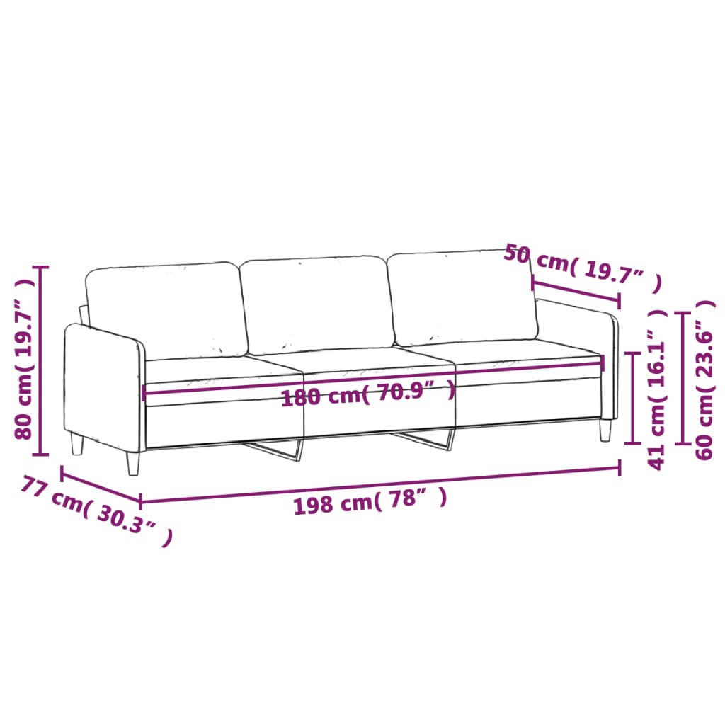 3-seater sofa wine red 180 cm velvet