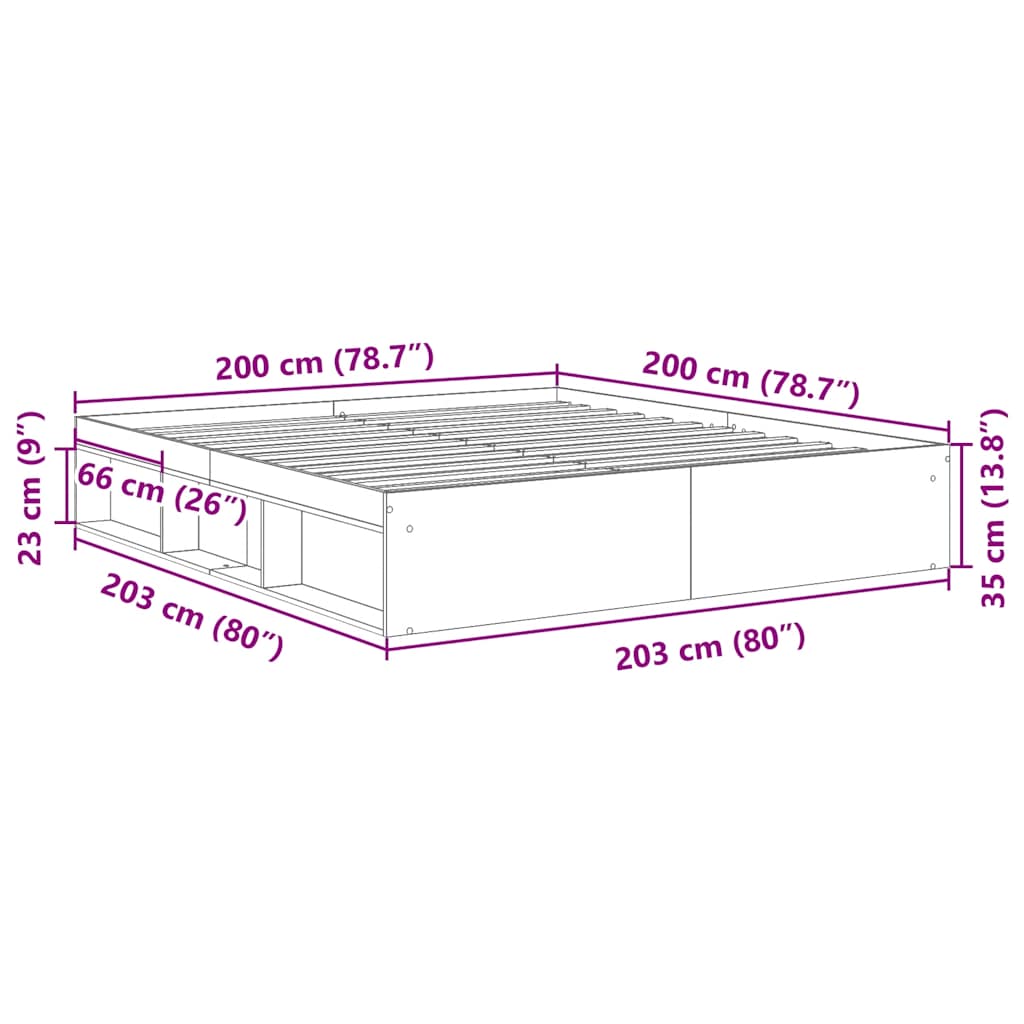 Bettgestell Räuchereiche 200x200 cm