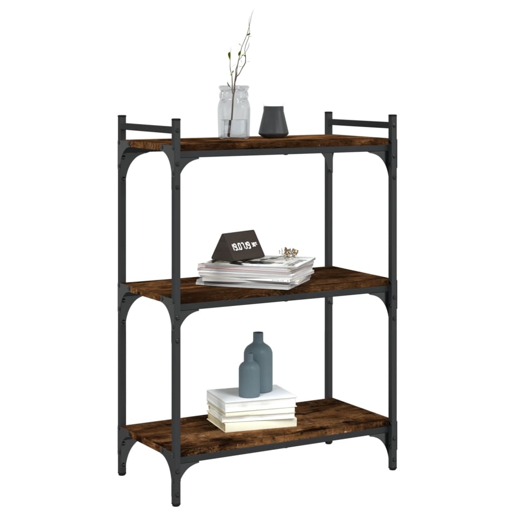 Bookcase 3 shelves smoked oak 60x30x86 cm wood material