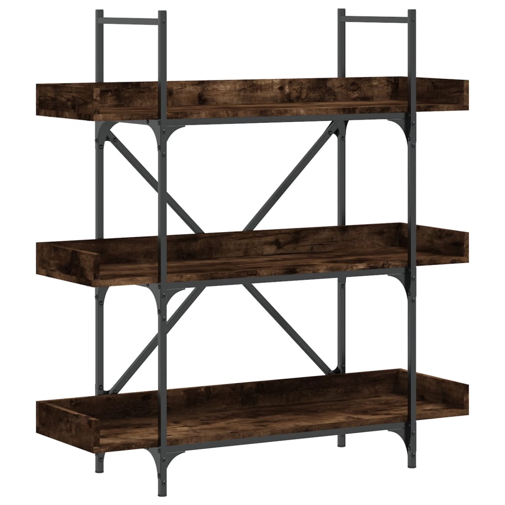 Bookcase 3 shelves smoked oak 100x33x108.5 cm wood material