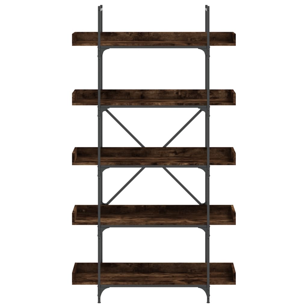 Bookcase 5 shelves smoked oak 100x33x180.5 cm wood material