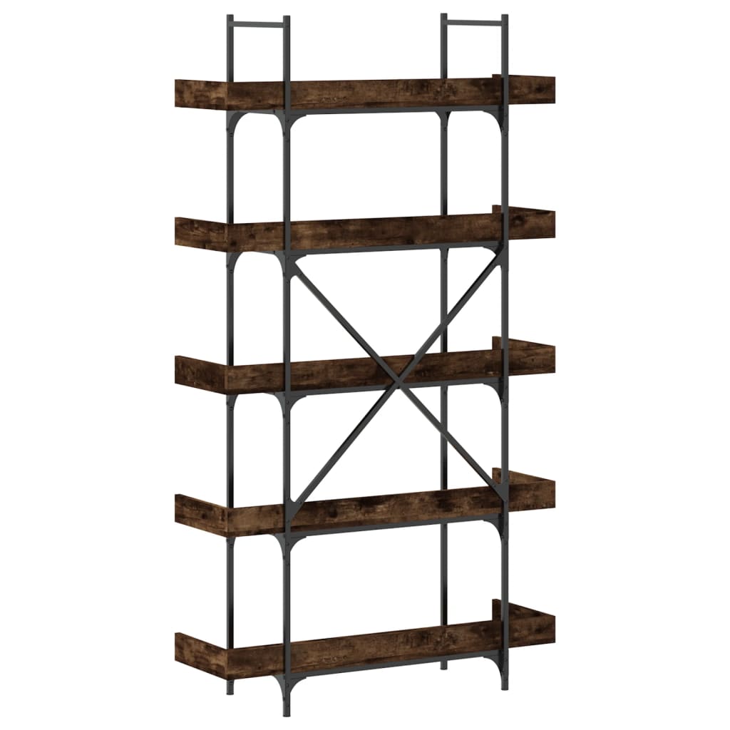 Bookcase 5 shelves smoked oak 100x33x180.5 cm wood material