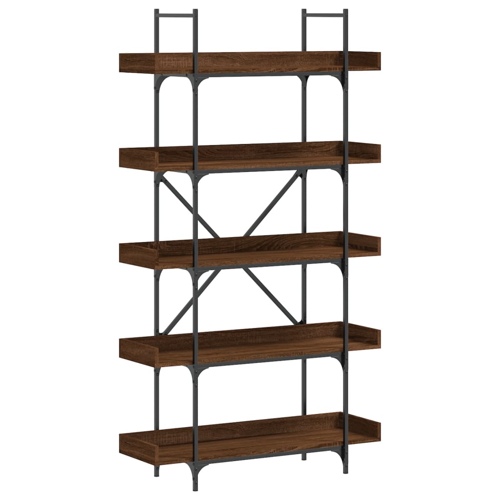 Bookcase 5 shelves brown oak look 100x33x180.5 cm