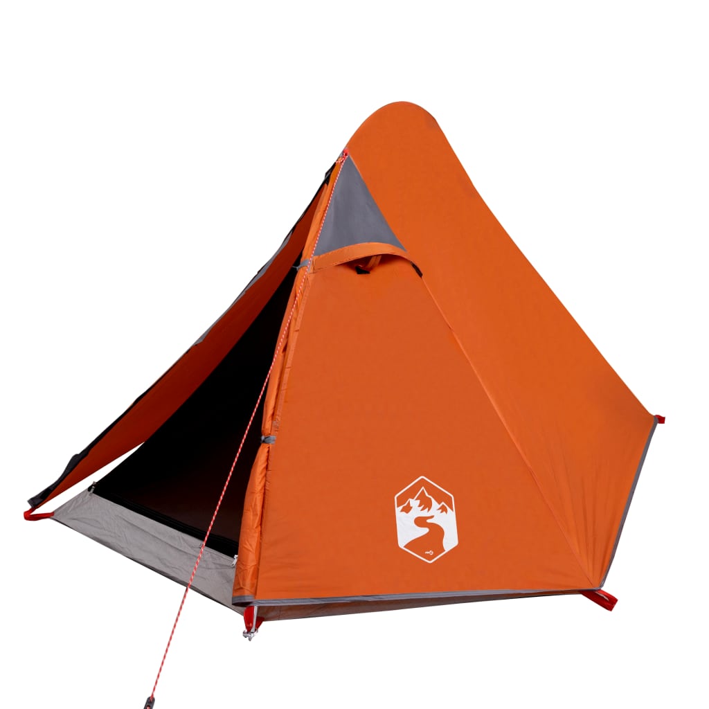 Tente de camping 2 personnes gris & orange 267x154x117 cm 185T taffetas