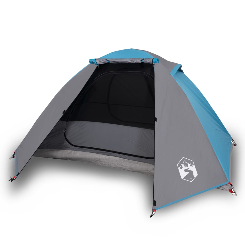 Tente de camping 2 personnes bleue 224x248x118 cm 185T taffetas