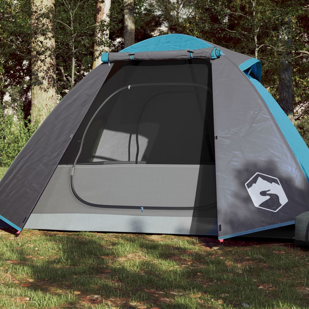 Tente de camping 2 personnes bleue 224x248x118 cm 185T taffetas