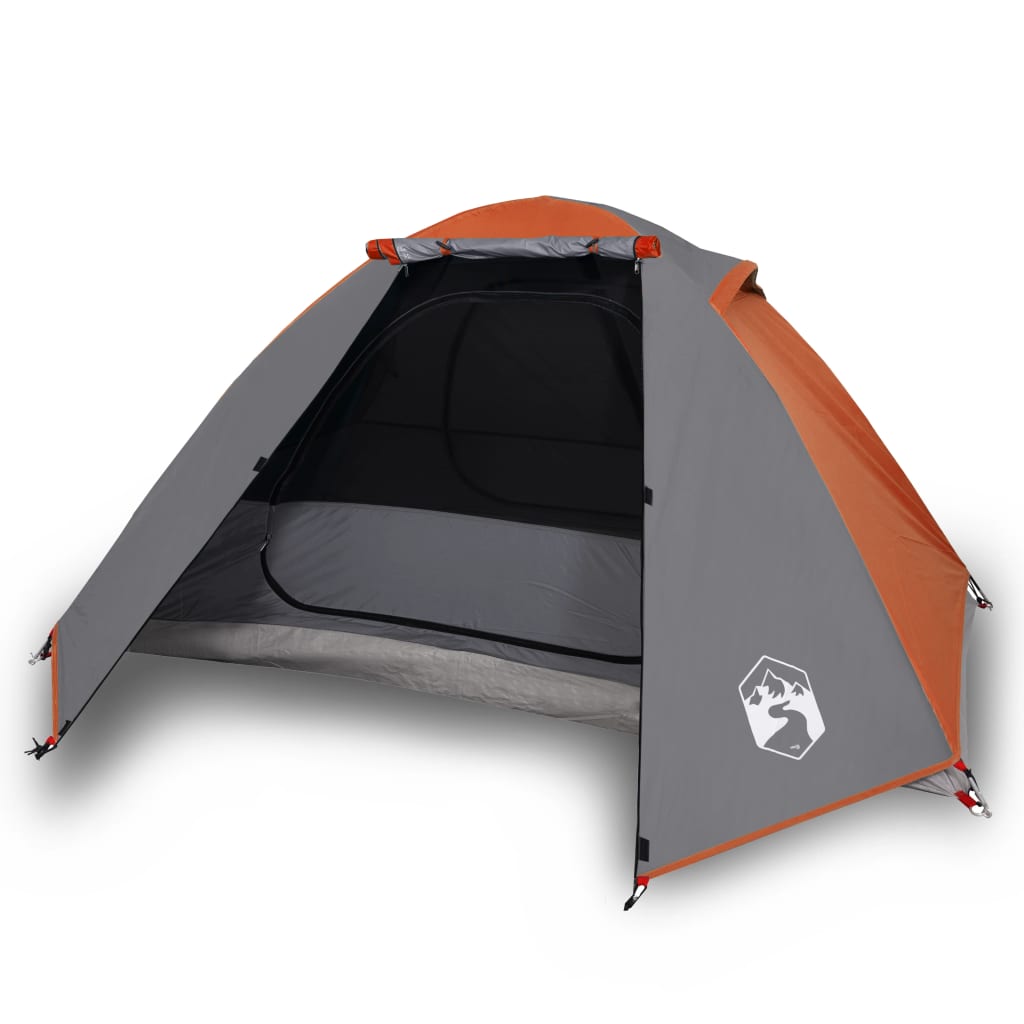 Tente de camping 2 personnes gris & orange 224x248x118 cm 185T taffetas