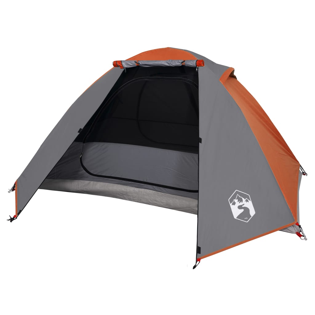 Tente de camping 2 personnes gris & orange 224x248x118 cm 185T taffetas