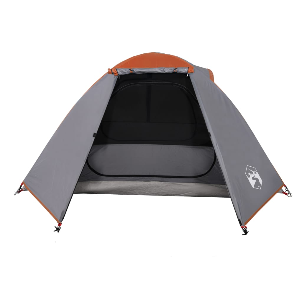 Tente de camping 2 personnes gris & orange 224x248x118 cm 185T taffetas