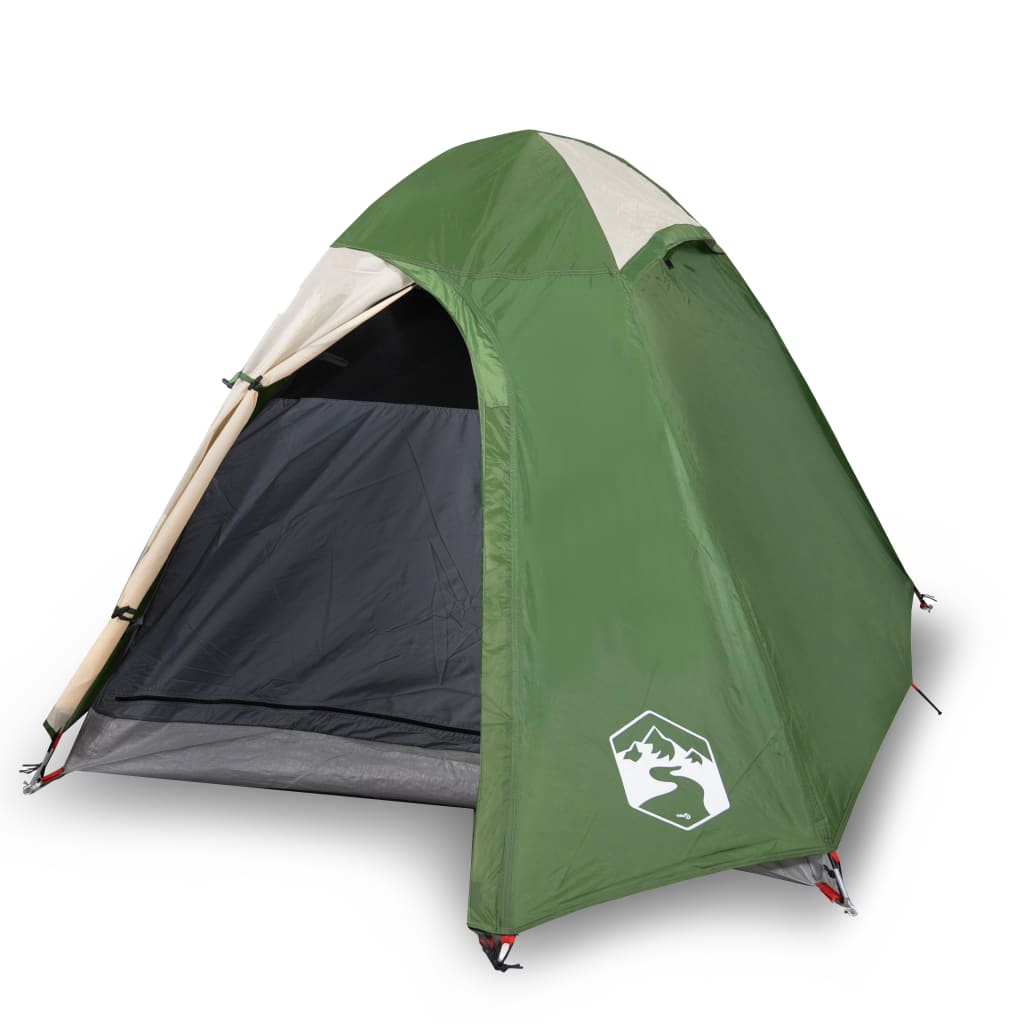 Tente de camping 2 personnes verte 254x135x112 cm 185T taffetas