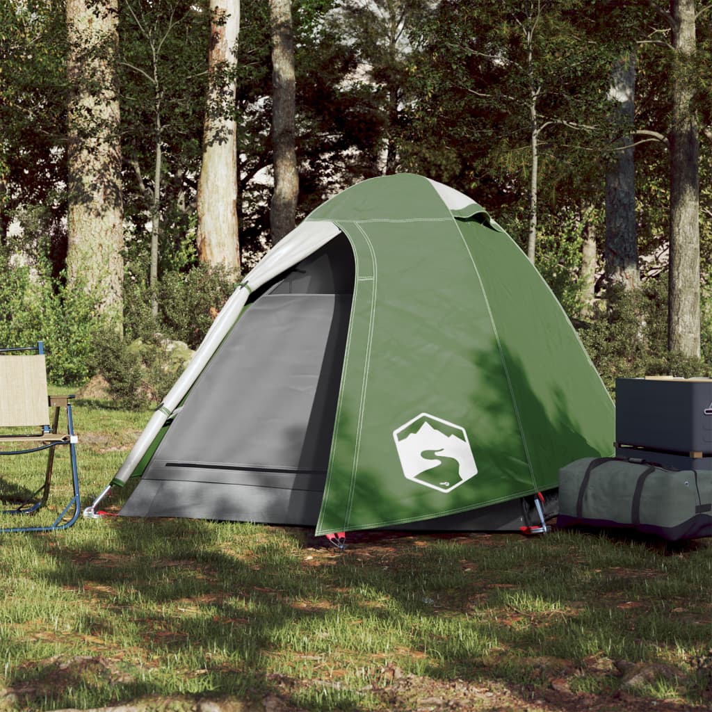 Tente de camping 2 personnes verte 254x135x112 cm 185T taffetas