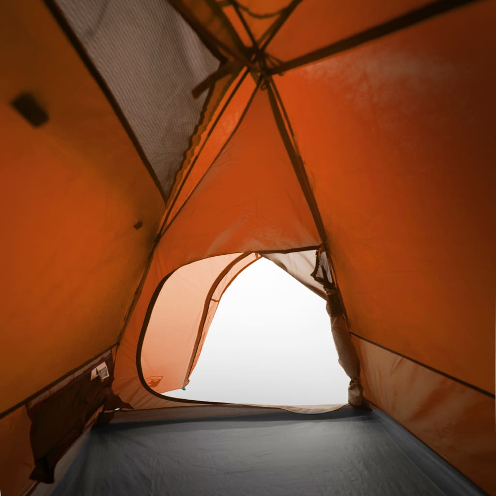 Tente de camping 2 personnes gris & orange 254x135x112 cm 185T taffetas