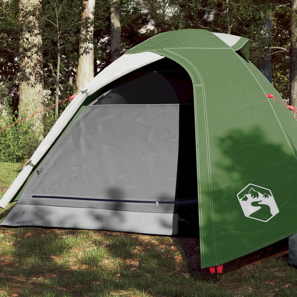 Tente de camping 2 personnes verte 264x210x125 cm 185T taffetas
