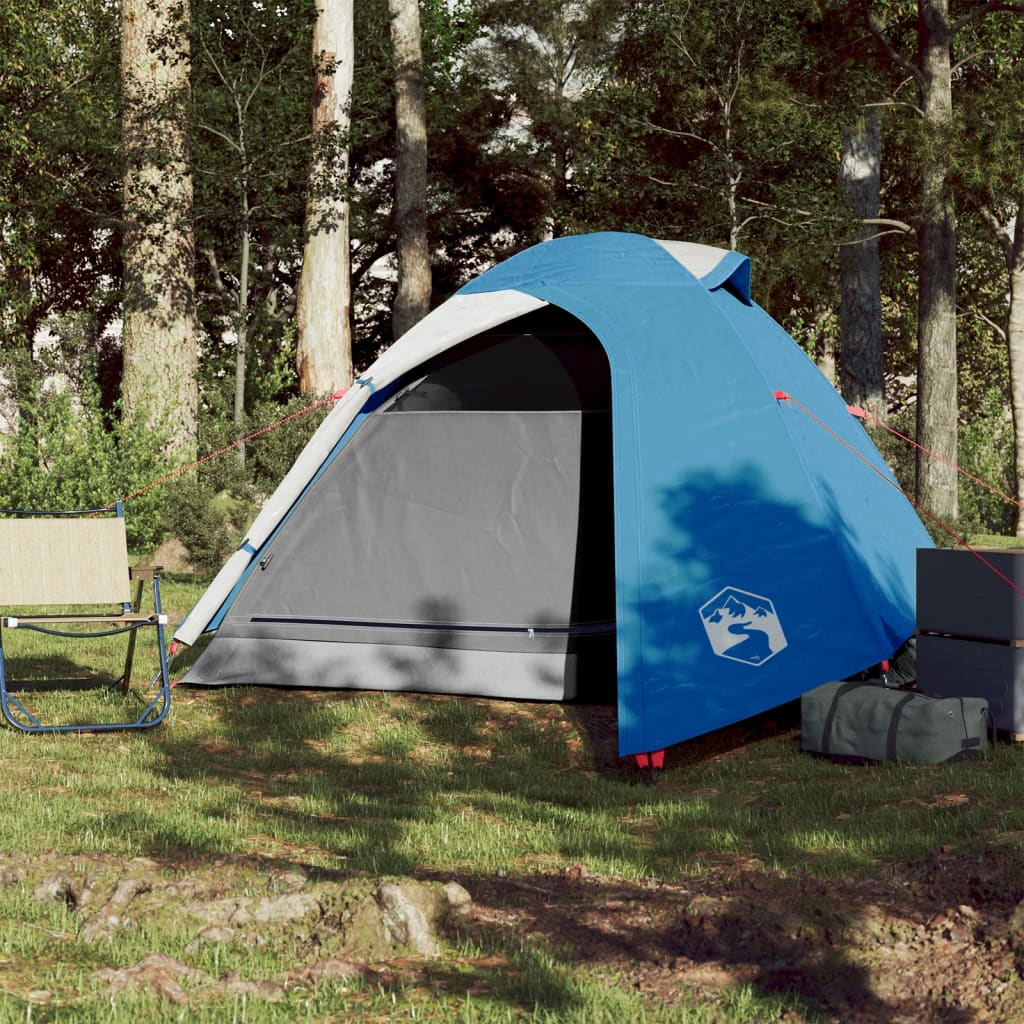 Tente de camping 2 personnes bleue 264x210x125 cm 185T taffetas