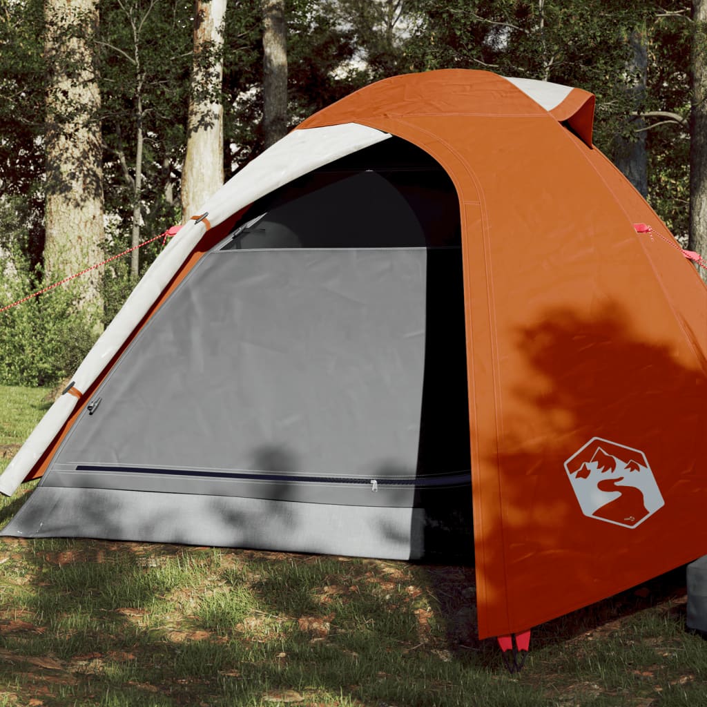 Tente de camping 2 personnes gris & orange 264x210x125 cm 185T taffetas