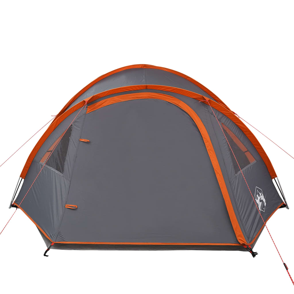 Tente de camping 4 personnes gris & orange 300x250x132 cm 185T taffetas