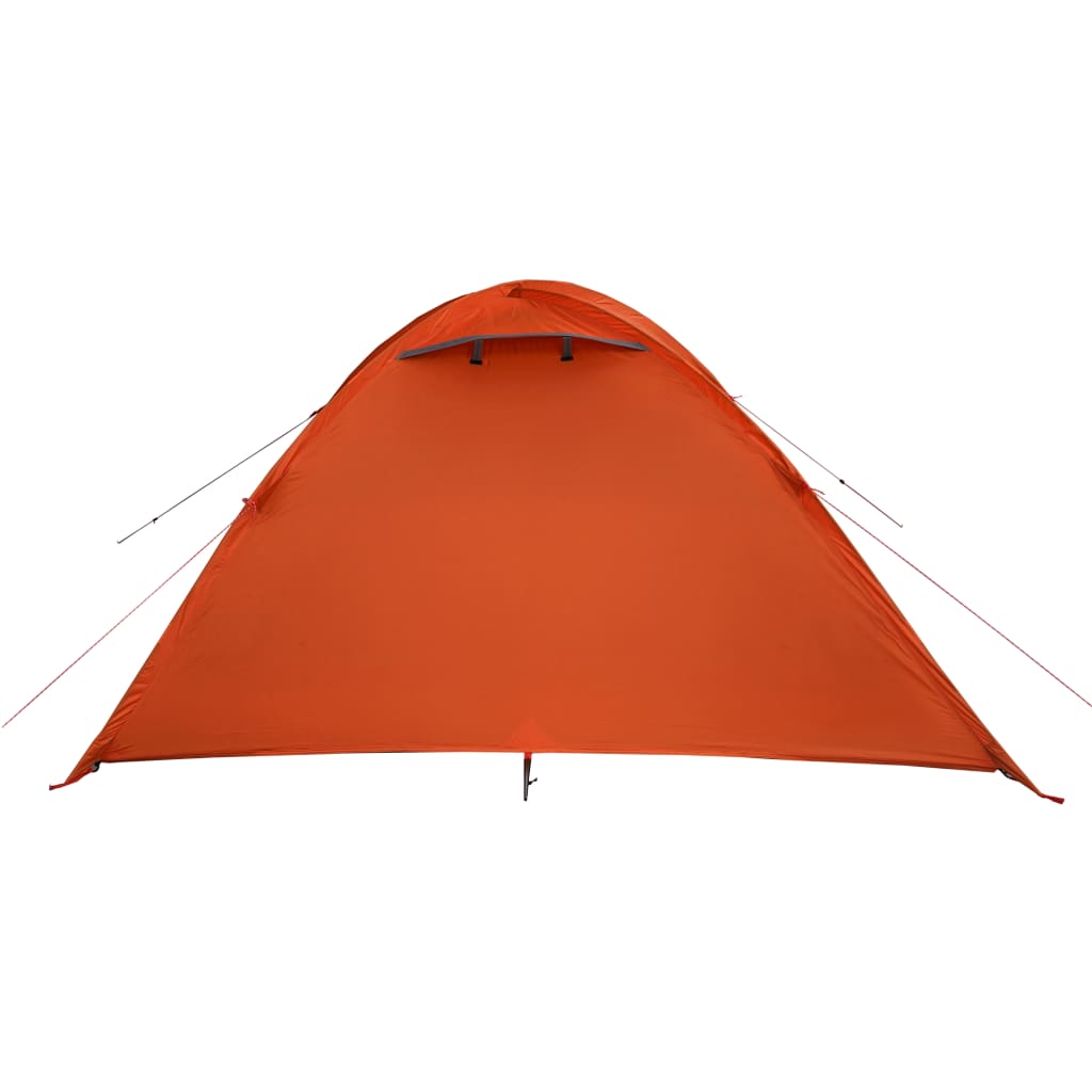 Tente de camping 4 personnes gris & orange 300x250x132 cm 185T taffetas