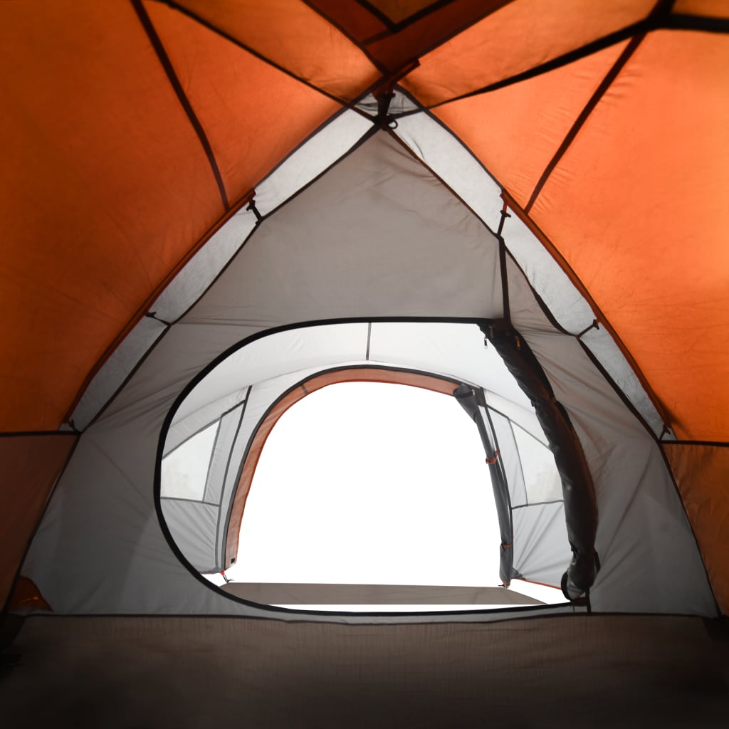 Tente de camping 4 personnes gris & orange 300x250x132 cm 185T taffetas