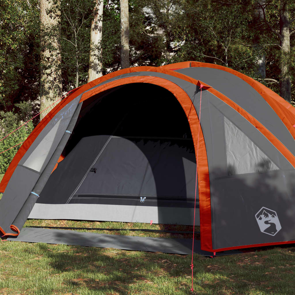 Tente de camping 4 personnes gris & orange 300x250x132 cm 185T taffetas