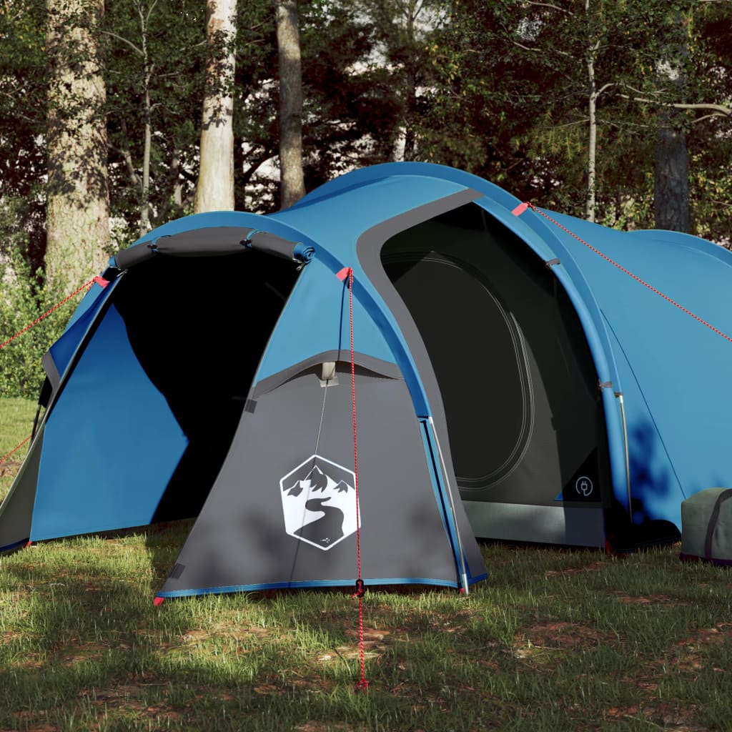 Tente de camping 4 personnes bleue 360x135x105 cm 185T taffetas