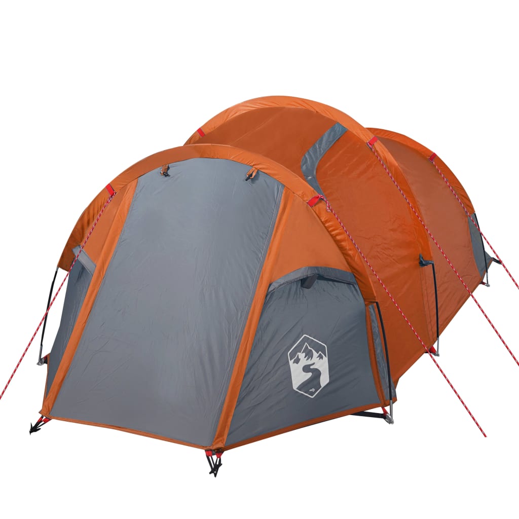 Tente de camping 4 personnes gris & orange 360x135x105 cm 185T taffetas