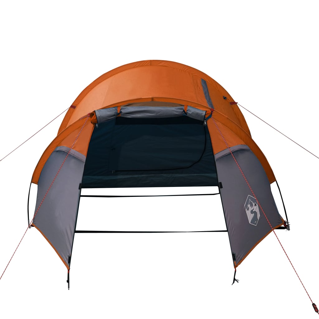 Tente de camping 4 personnes gris & orange 360x135x105 cm 185T taffetas