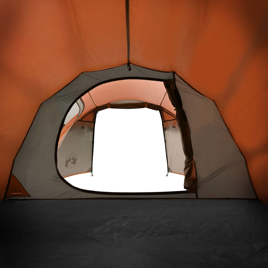 Tente de camping 4 personnes gris & orange 360x135x105 cm 185T taffetas