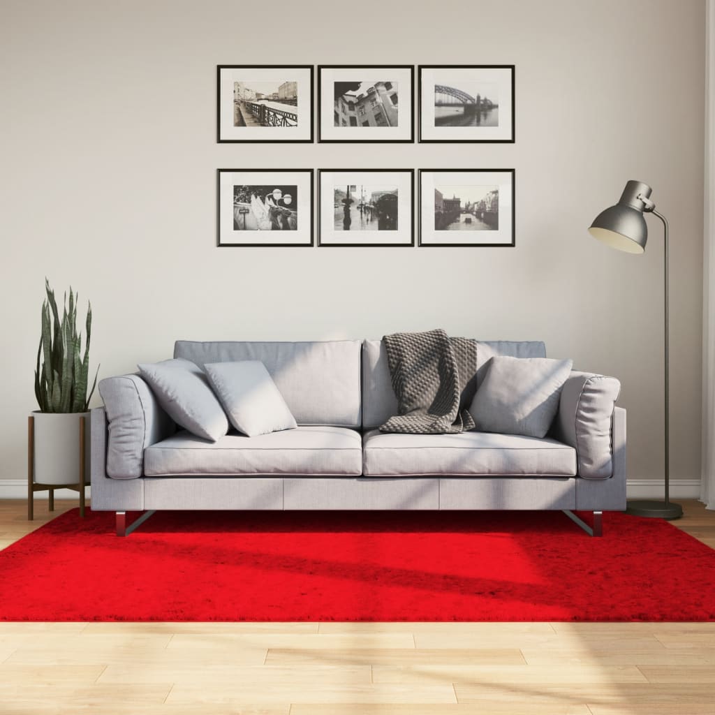 Rug HUARTE Short Pile Soft and Washable Red 140x200 cm