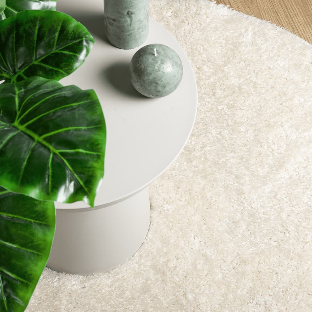 Tapis ISTAN poils longs crème brillant Ø 100 cm