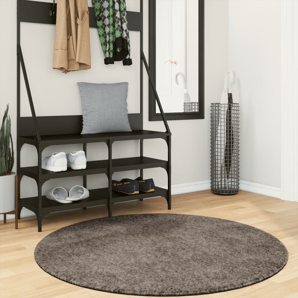 Carpet ISTAN high pile glossy gray Ø 120 cm