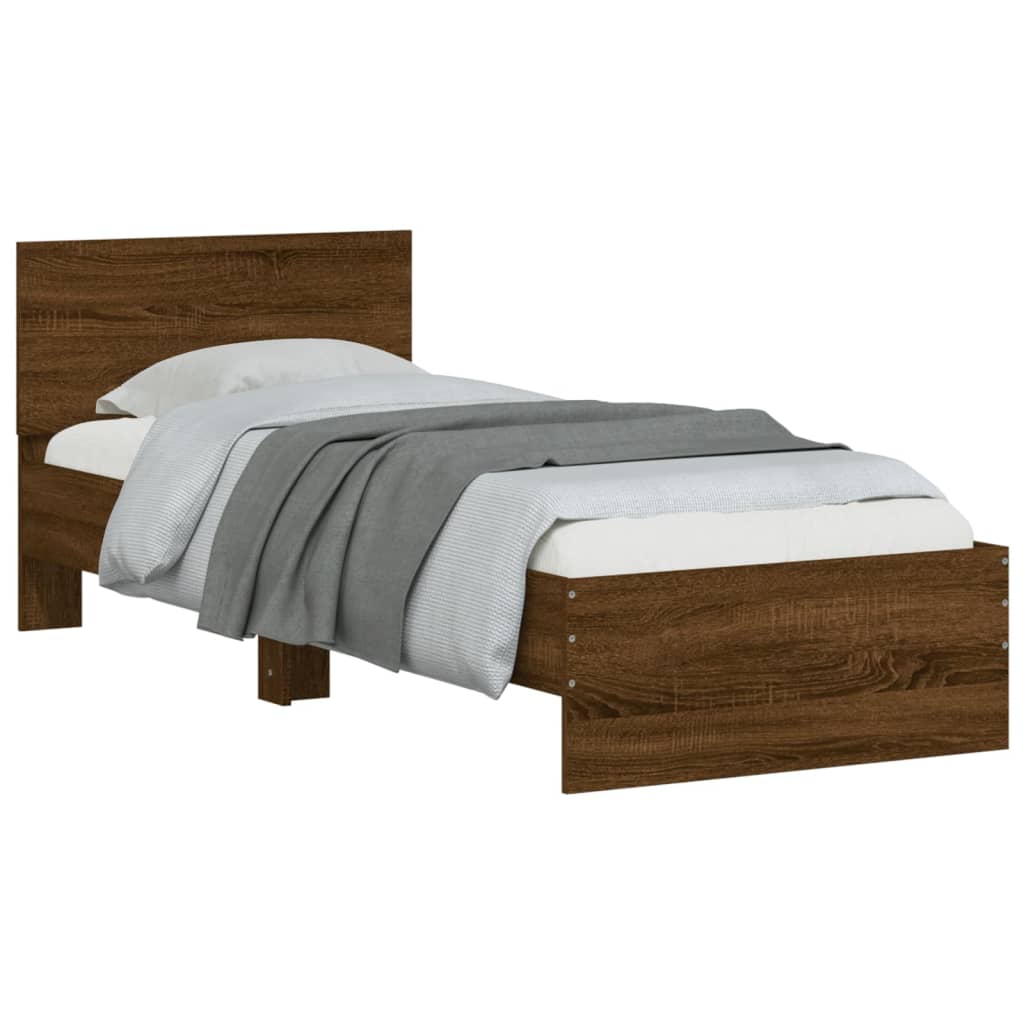 Bettgestell ohne Matratze mit Kopfteil Braun Eiche 75x190 cm