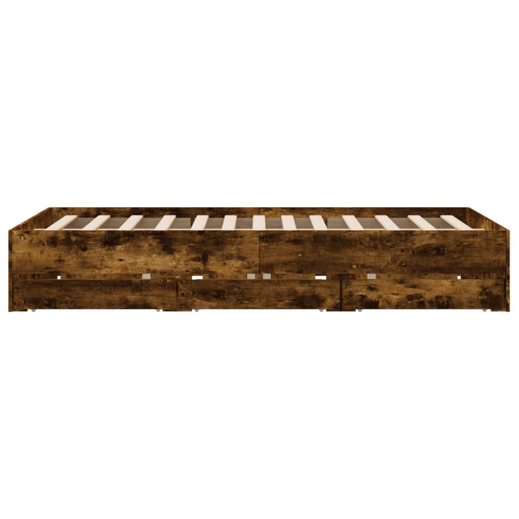 Bettgestell mit Schubladen Räuchereiche 140x190cm Holzwerkstoff