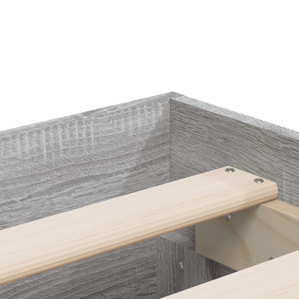 Bettgestell mit Schubladen Grau Sonoma 140x190 cm Holzwerkstoff
