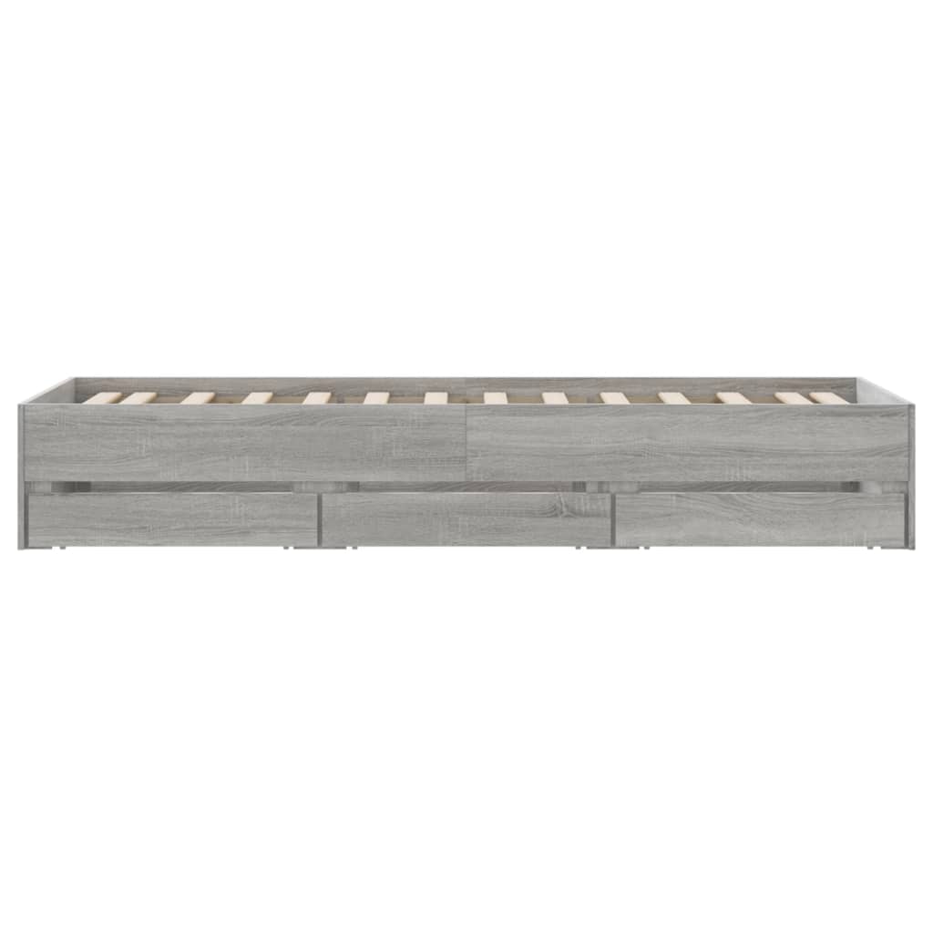 Bettgestell mit Schubladen Grau Sonoma 90x190 cm Holzwerkstoff