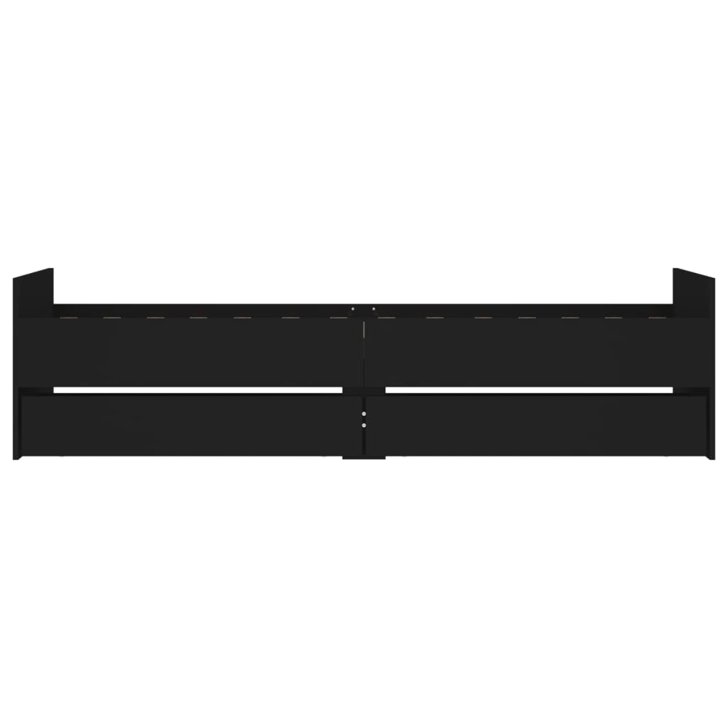 Bettgestell mit Schubladen Schwarz 90x190 cm
