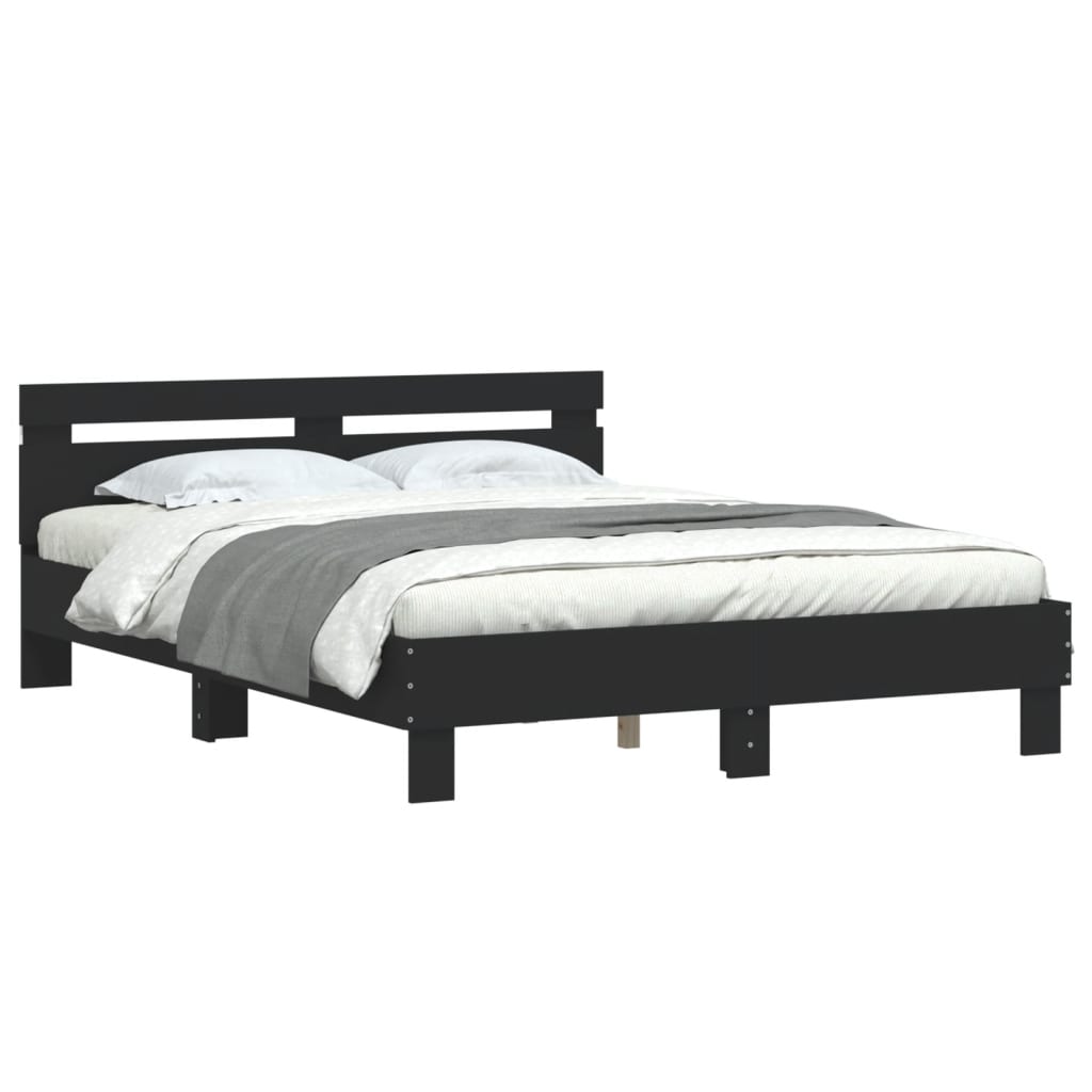 Bettgestell mit LED ohne Matratze Schwarz 150x200 cm