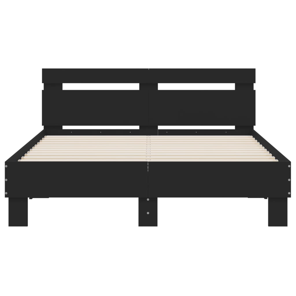 Bett mit LED-Beleuchtung ohne Matratze Schwarz 120x200 cm