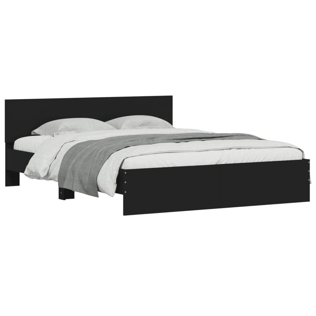 Bettgestell mit LED ohne Matratze Schwarz 150x200 cm