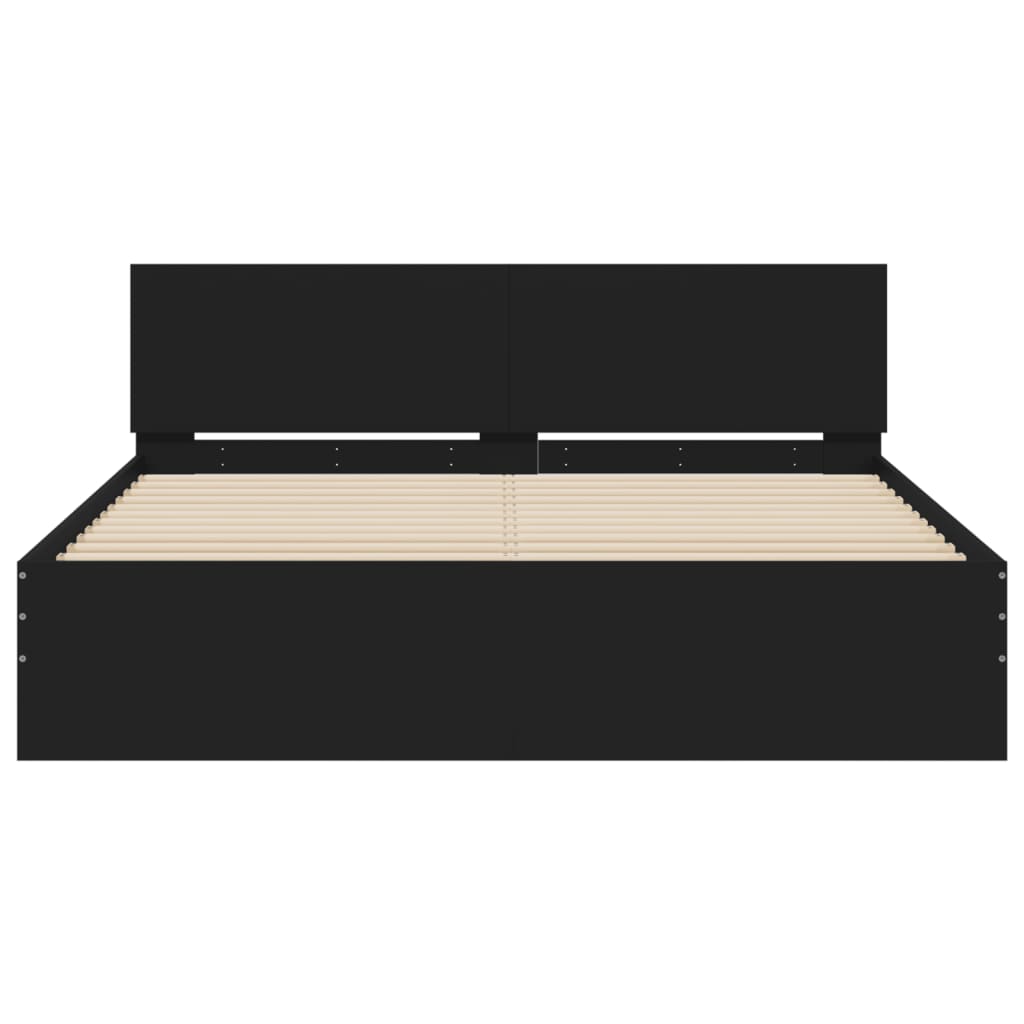 Bettgestell mit LED ohne Matratze Schwarz 150x200 cm