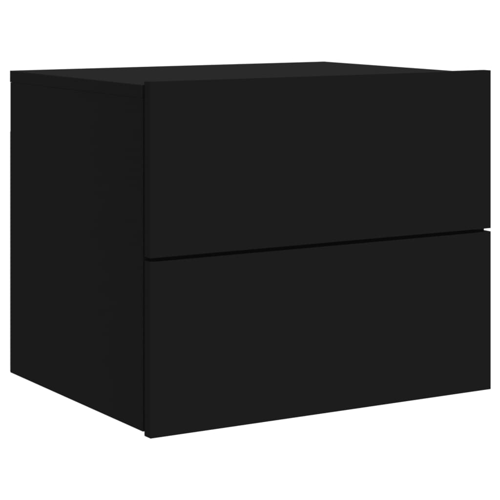 Tables de chevet murales avec lumières LED 2 pcs Noir